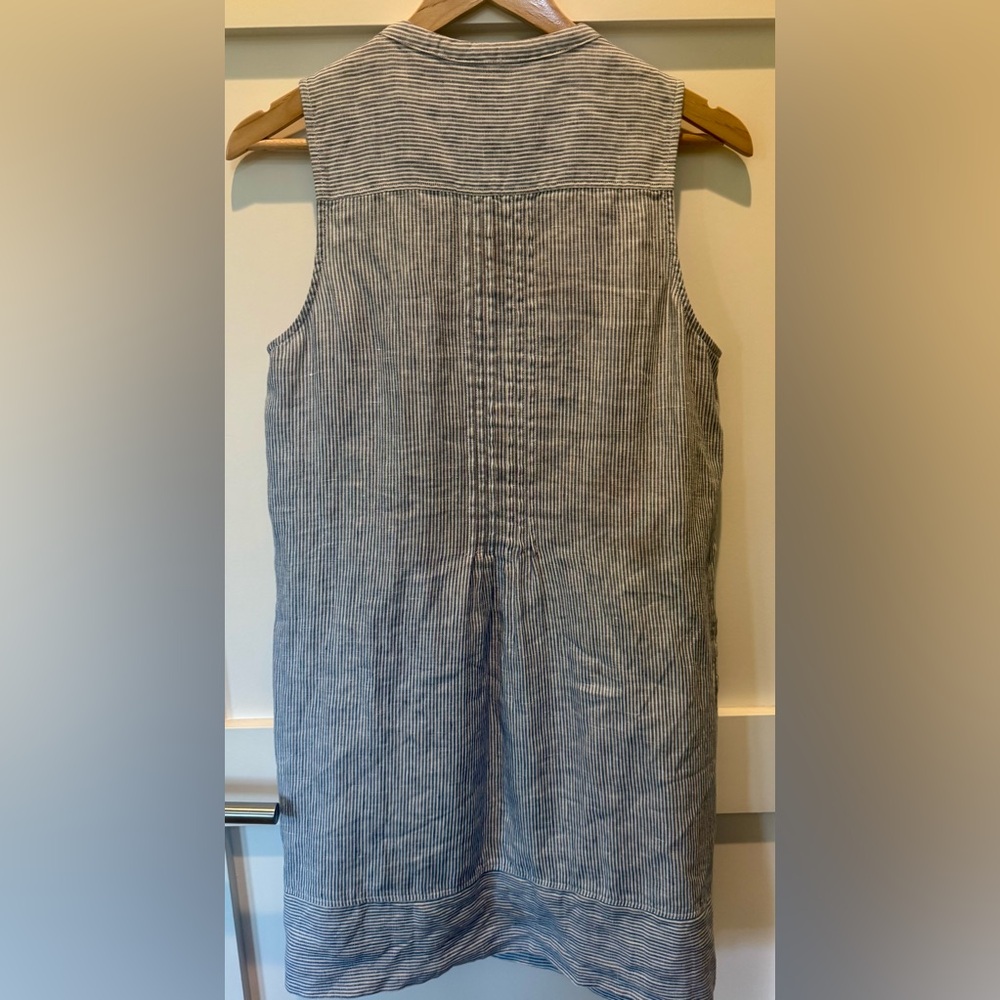 Pre-Owned Women’s Faherty Isha Dress Blue Mini Stripe - Picture 4 of 6